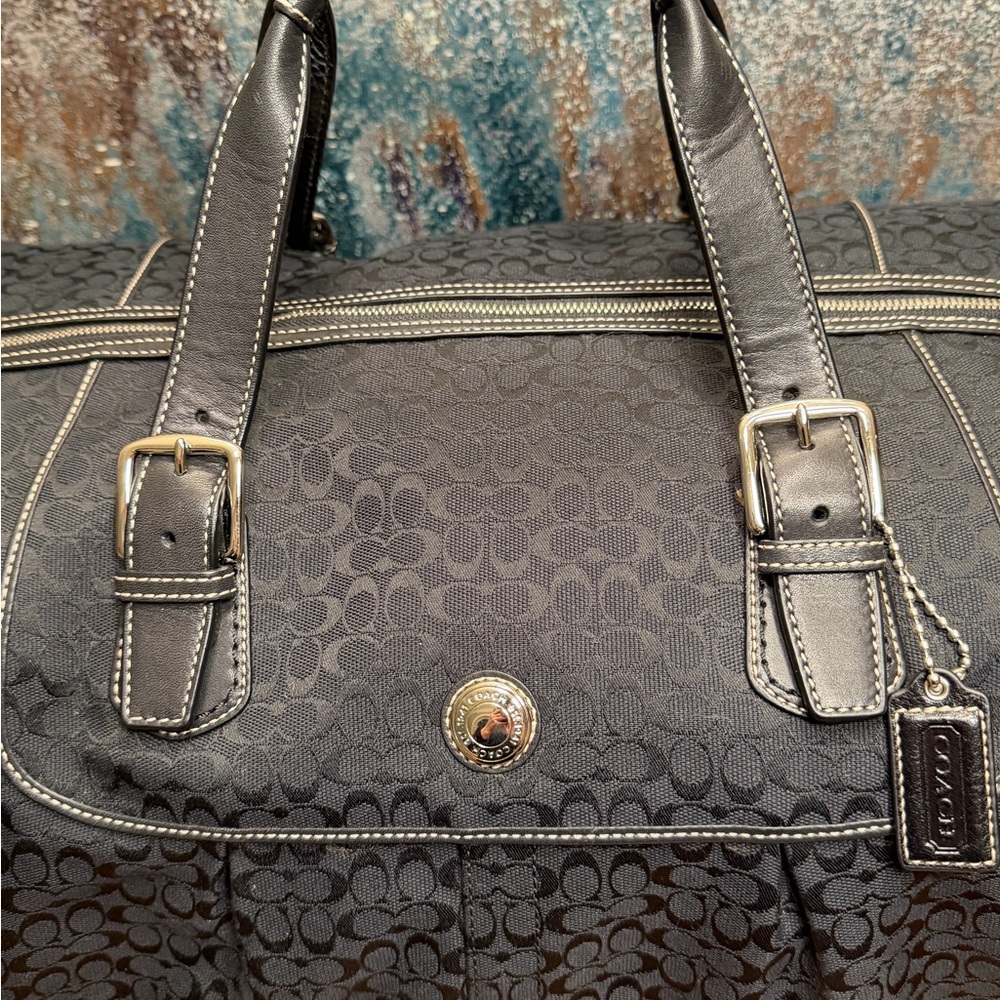 Coach Black Signature Canvas Travel Duffel Bag - Picture 8 of 15